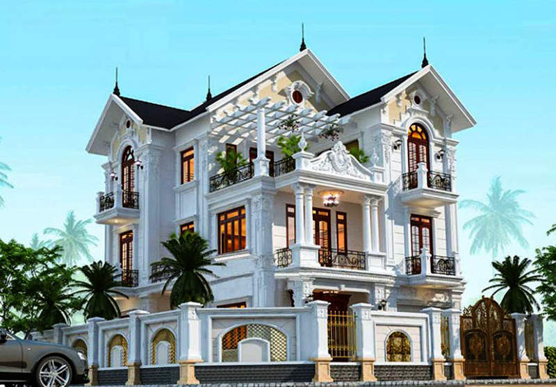 Biệt thự tân cổ điển mái Thái 3 tầng đẹp